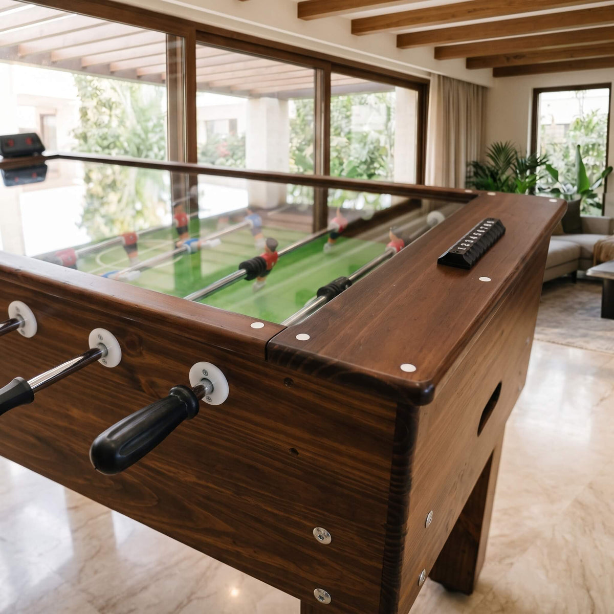 Mesa de Futbolín en Pino con Vidrio Templado Marcador Digital 140x75cm | Excalibur Juegos y Billares - Default Title