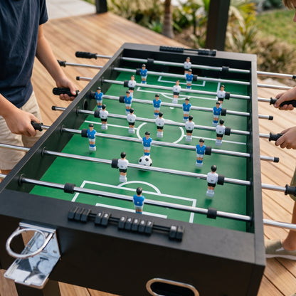 Mesa de Futbolín Arcade 48" Negro Mate (122 x 61 x 79 cm) con Portavasos Cromado y Refuerzo Tubular