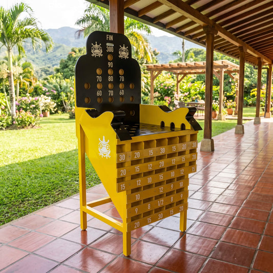 Juego De Sapo Grande Tradicional En Madera Maciza 170x84cm - Billares Excalibur - Grande / Amarillo
