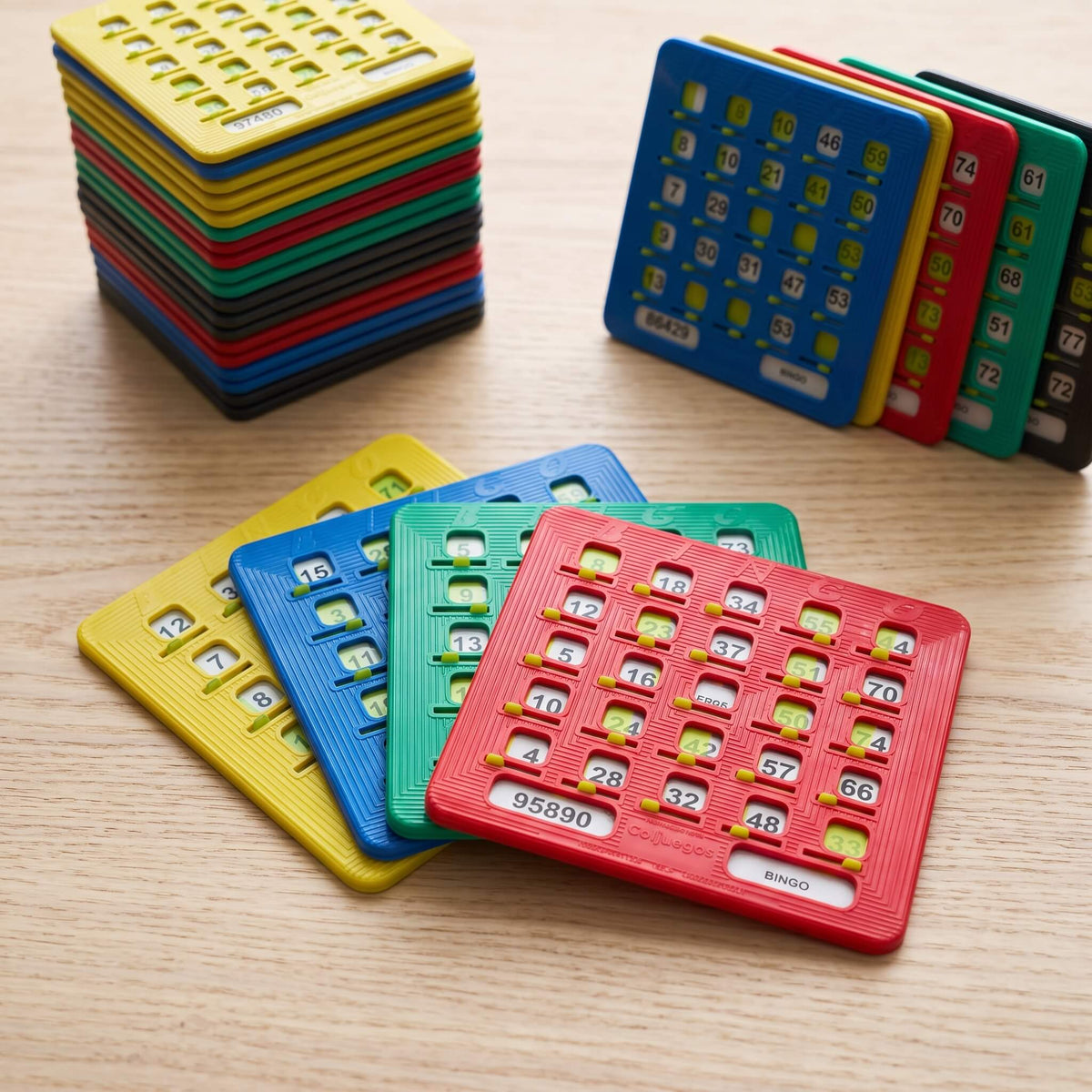 Juego De Bingo Profesional Con Balotera, Tablero MDF Y 100 Tablas Plásticas Profesionales De Colores - Default Title
