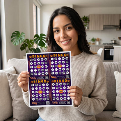 Cartones de bingo temáticos de Halloween en PDF listos para imprimir en hoja carta con código QR