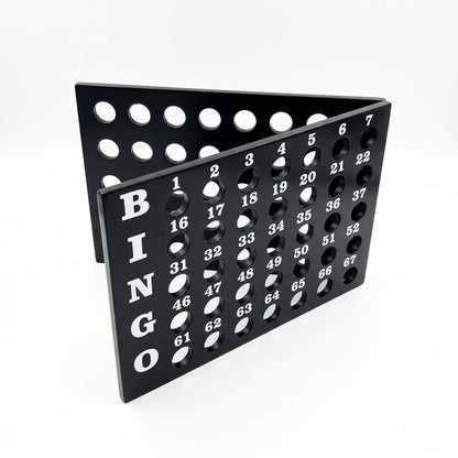 Tablero maestro de bingo plegable en madera MDF color negro para 75 balotas
